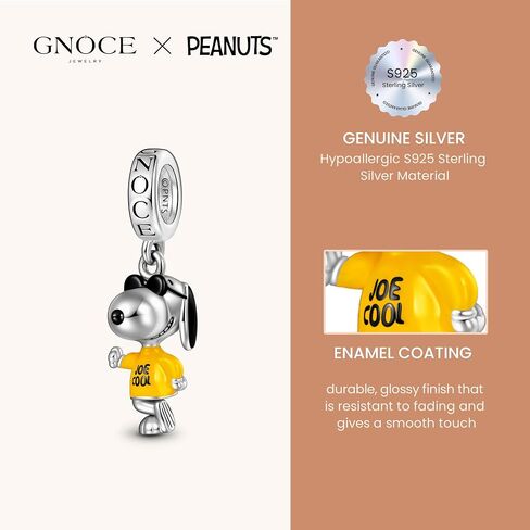 GNOCE Peanuts Snoopy Joe Cool Dangle Charm Bracelet for Women, S925 Sterling Silver Dangle Charms for Women Wife, Valentine‘s Day, Mother’s Day Jewelry in Saudi Arabia