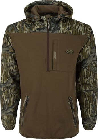 Drake Waterfowl Men's MST Endurance Soft Shell Camo Hunting Warm Quarter-Zip Hoodie with Chest Pocket & 2 Hip Zipper Pockets in Saudi Arabia