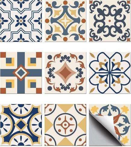 chgcraft 36pcs 9 أنماط عربية نمط عرب ملصقات خضراء خضراء ملصقات بلاط مقاوم للماء مربع مع نمط زهرة لزهرة غرفة نوم الحمام المطبخ ، in Kuwait
