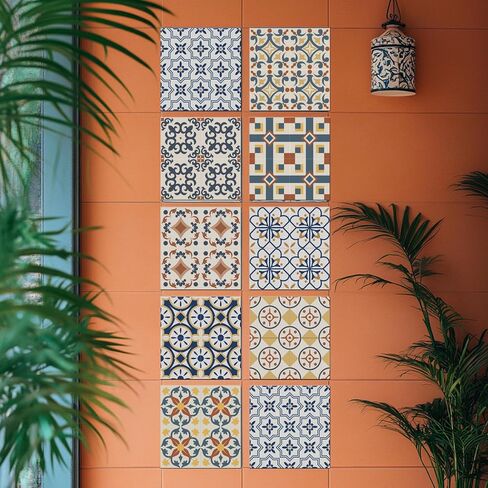 chgcraft 36pcs 9 أنماط عربية نمط عرب ملصقات خضراء خضراء ملصقات بلاط مقاوم للماء مربع مع نمط زهرة لزهرة غرفة نوم الحمام المطبخ ، in Kuwait