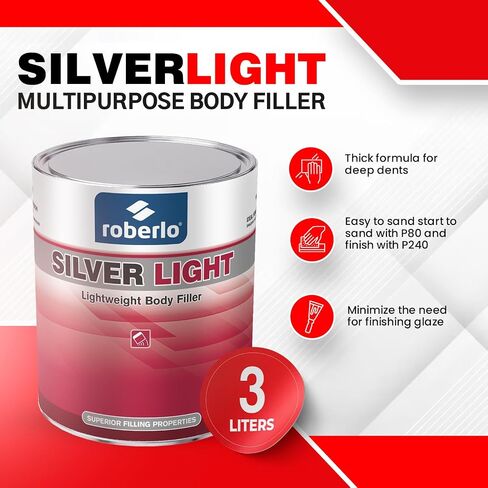 حشو الجسم الفضي متعدد الأغراض - خصائص ملء فائقة ، رمل سهلة ، التصاق كبير لجميع المعادن ، Tack & Stain Free ، يوفر الوقت والعمالة ، مثالية لوظائف التعبئة الثقيلة ، الملمس السلس in Kuwait