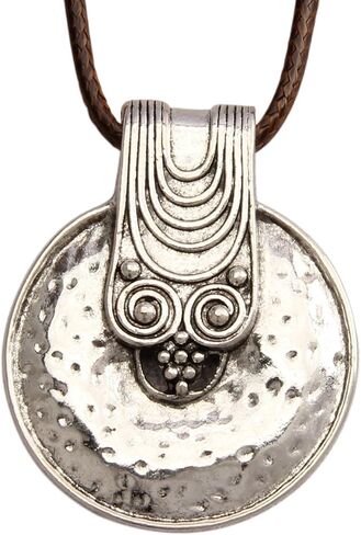 Leather Necklace for Women Long Boho Pendant Hippie Choker Necklace Bohemian Layered Leather Rope Wooden Jewelry Gifts in Saudi Arabia