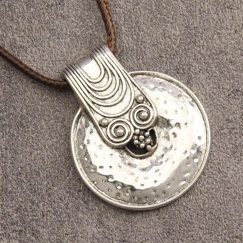 Leather Necklace for Women Long Boho Pendant Hippie Choker Necklace Bohemian Layered Leather Rope Wooden Jewelry Gifts in Saudi Arabia