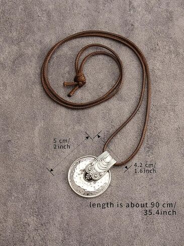 Leather Necklace for Women Long Boho Pendant Hippie Choker Necklace Bohemian Layered Leather Rope Wooden Jewelry Gifts in Saudi Arabia
