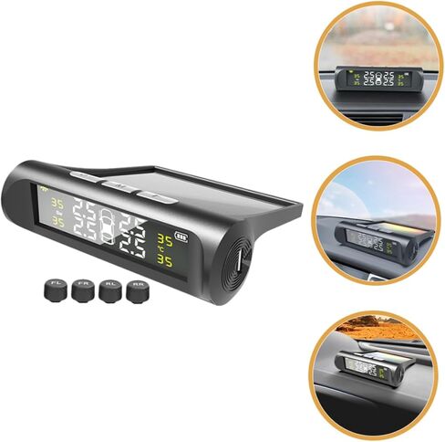 PRETYZOOM Tire Pressure Monitor Sensor Monitors Gauge Bar Automotive Digital Monitoring Tires Abs Black in Saudi Arabia