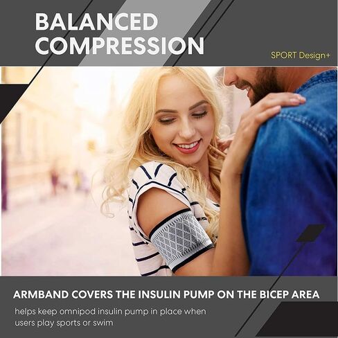 حزام ذراع لمرضى السكري لأنظمة مراقبة جراب الأنسولين - Omnipod Dexcom Freestyle Libre - يحمي جراب الأنسولين أثناء ممارسة الرياضة - استبدل شريط الرقع اللاصقة (أسود، صغير) in Kuwait