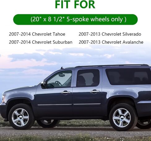 4PCS Wheel Center Caps Hubcap Cover (20" 5-Spoke Wheels Only) for Chevrolet Silverado Avalanche 2007-2013 Suburban Tahoe 2007-2014 Replaces 9596007, 9595152 in Saudi Arabia