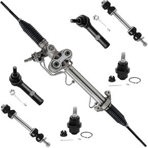 Detroit Axle - Front 7pc Rack and Pinion Kit for Silverado Sierra Yukon XL 1500 Tahoe Avalanche Escalade ESV Ext ، 1 Power Steering Rack and Pinion 2 Tie Rods 2 ball points 2 bars bars in Saudi Arabia