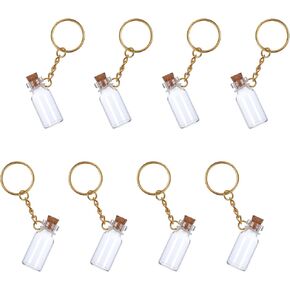 8-Pack Mini Glass Bottles, 3ml Small Glass Bottles with Cork Lid and Keychain Clear Tiny Spell Jars for DIY Crafts Message Miniature Jars for Home Decor and Wedding Party Favors in Saudi Arabia
