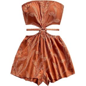 Soly Hux Women's Boho Tie Tubely Tube Top Romper Cut Britless Out Over Leg Hace Believeuits Believeuits in Saudi Arabia