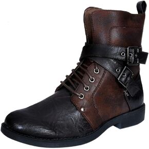ELONG Men's Punk Rock Goth Elmo Ankle Boots Zip Biker Leather Buckle in Saudi Arabia