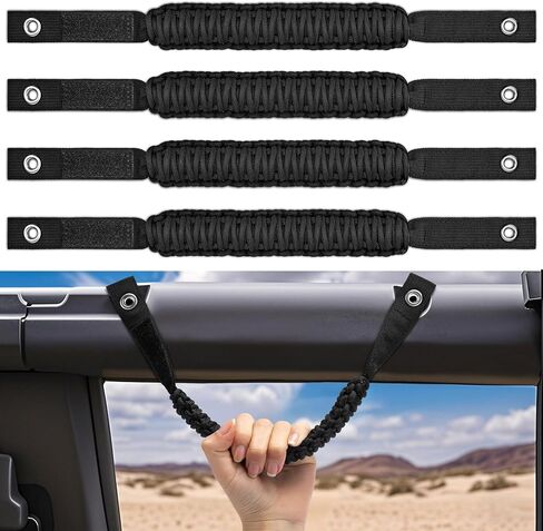 Ninemax 4 Pack Roll Bar Bar Handle ، مقابض Paracord Grib متوافقة مع Ford Bronco 2021-2024 الملحقات الداخلية (Orange) in Saudi Arabia