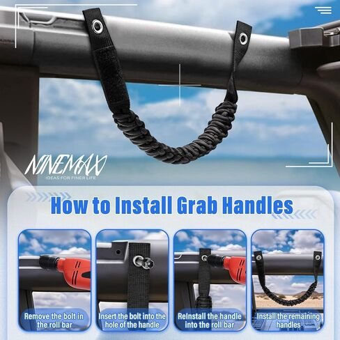 Ninemax 4 Pack Roll Bar Bar Handle ، مقابض Paracord Grib متوافقة مع Ford Bronco 2021-2024 الملحقات الداخلية (Orange) in Saudi Arabia