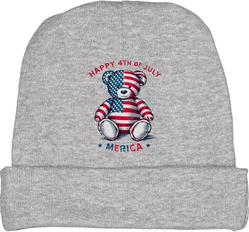 inktastic Happy 4th of July Merica Teddy Bear Baby Beanie Hat in Saudi Arabia