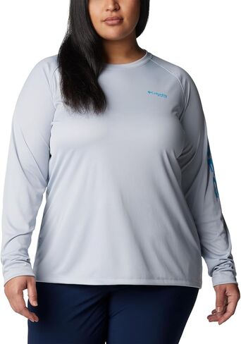 Columbia Women's Tidal Tee II Long Sleeve, Nocturnal/Red Spark Logo, Large in Saudi Arabia