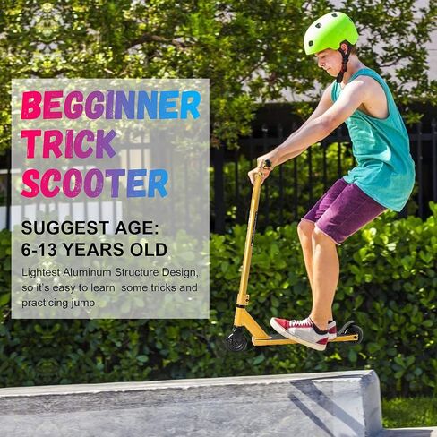 VOKUL Pro Stunt Scooter with Stable Performance - Best Entry Level Trick Freestyle Pro Scooter for Age 6 Up Kids,Boys,Girls(Black/White) in Kuwait