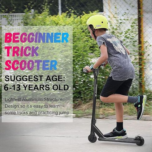 VOKUL Pro Stunt Scooter with Stable Performance - Best Entry Level Trick Freestyle Pro Scooter for Age 6 Up Kids,Boys,Girls(Black/White) in Kuwait