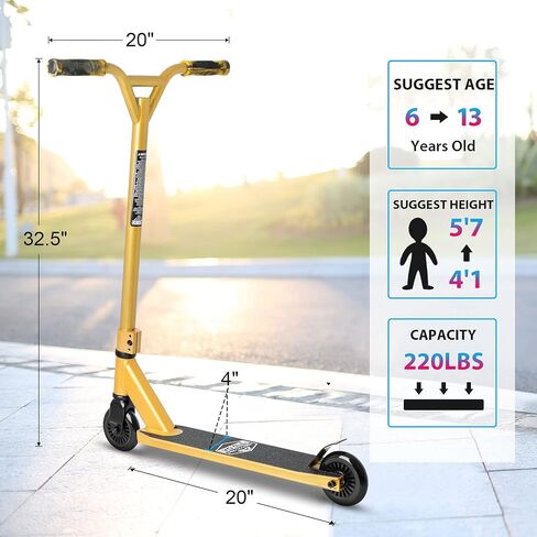 VOKUL Pro Stunt Scooter with Stable Performance - Best Entry Level Trick Freestyle Pro Scooter for Age 6 Up Kids,Boys,Girls(Black/White) in Kuwait