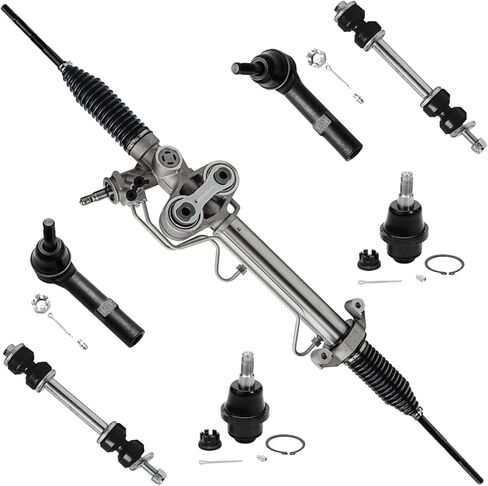 Detroit Axle - Front 7pc Rack and Pinion Kit for Silverado Sierra Yukon XL 1500 Tahoe Avalanche Escalade ESV EXT, 1 Power Steering Rack and Pinion 2 Tie Rods 2 Ball Joints 2 Sway Bars Replacement in Saudi Arabia
