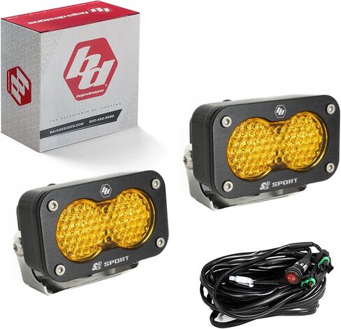 Baja Designs S2 Sport Black LED Light Pod - 2pcs LED مع تسخير الأسلاك (العمل/المشهد ؛ العنبر) in Saudi Arabia