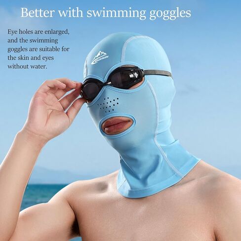 Xmipbs Swimming Caps, Full Face UV Protection Swimming Mask, Head and Neck Cover Protecting from Jellyfish and Other Aquatic Insect,Sunblock in Kuwait