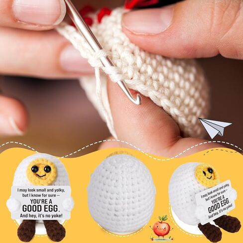 Positive Affirmation Crochet Egg Plush, Handmade Inspirational Birthday Gift for Teens, Cute Daughter Gifts for Mothers Day, Graduation Birthday, Uplifting Reminders for Women Friend Student in Kuwait