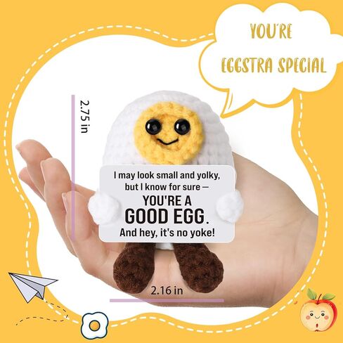 Positive Affirmation Crochet Egg Plush, Handmade Inspirational Birthday Gift for Teens, Cute Daughter Gifts for Mothers Day, Graduation Birthday, Uplifting Reminders for Women Friend Student in Kuwait