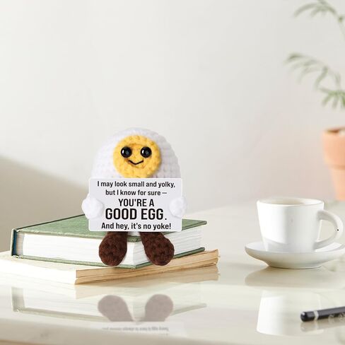 Positive Affirmation Crochet Egg Plush, Handmade Inspirational Birthday Gift for Teens, Cute Daughter Gifts for Mothers Day, Graduation Birthday, Uplifting Reminders for Women Friend Student in Kuwait