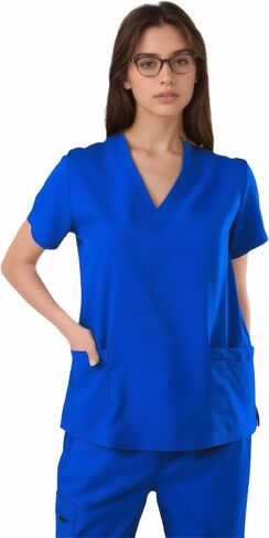 SUNME Scrubs for Women Set - Stretchy V-Neck Top & Jogger Pants with 9 Pockets | Women's Scrubs Set in Kuwait