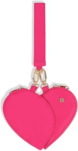 Heart Dual Pouch Lristlet Heart للنساء ، معصم سلسلة المفاتيح الأنيقة ، محفظة محفظة عملة معدنية للتسوق (A-Rose Red) in Kuwait