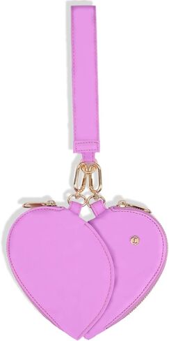 Heart Dual Pouch Lristlet Heart للنساء ، معصم سلسلة المفاتيح الأنيقة ، محفظة محفظة عملة معدنية للتسوق (A-Rose Red) in Kuwait
