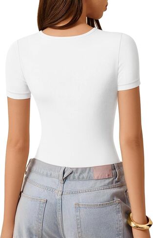 قمصان نسائية من ALGALAROUND ذات تصميم مقصوص وأكمام طويلة ورقبة دائرية وقصة ضيقة in Kuwait