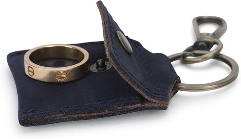 Handmade Full Grain Leather Wedding Ring Pouch Keychain Engagement Ring Case & Key Ring Holder Jewelry Organizer in Saudi Arabia
