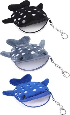 3 PCS Whale Shark Coin Purse, Kawaii Whale Wallet Zipper Shark Wallet, Small Embroidered Fish Marine Animal Coin Purse for Women for Keychain, Holds Coins, Lipstick, Keys in Saudi Arabia