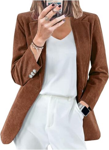 Ladyful Womens Baggy Corduroy Blazer Jacket Dressy Casual Work Suit Jacket Fall Winter Trendy Coat Outerwear in Saudi Arabia