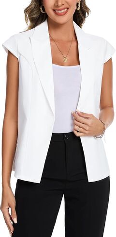 Mintlimit Cap Short Sleeve Blazers للنساء الأنيقة خفيفة الوزن خفيفة الوزن سترة الأمامية من الشق السترة السترة السترة السترة in Saudi Arabia