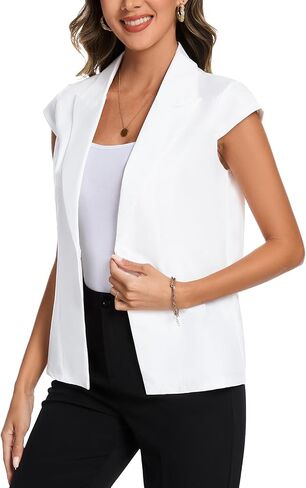 Mintlimit Cap Short Sleeve Blazers للنساء الأنيقة خفيفة الوزن خفيفة الوزن سترة الأمامية من الشق السترة السترة السترة السترة in Saudi Arabia