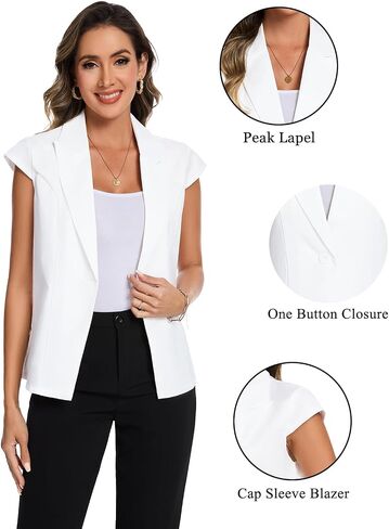 Mintlimit Cap Short Sleeve Blazers للنساء الأنيقة خفيفة الوزن خفيفة الوزن سترة الأمامية من الشق السترة السترة السترة السترة in Saudi Arabia