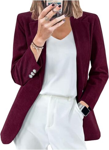 Ladyful Womens Baggy Corduroy Blazer Jacket Dressy Casual Work Suit Jacket Fall Winter Trendy Coat Outerwear in Saudi Arabia