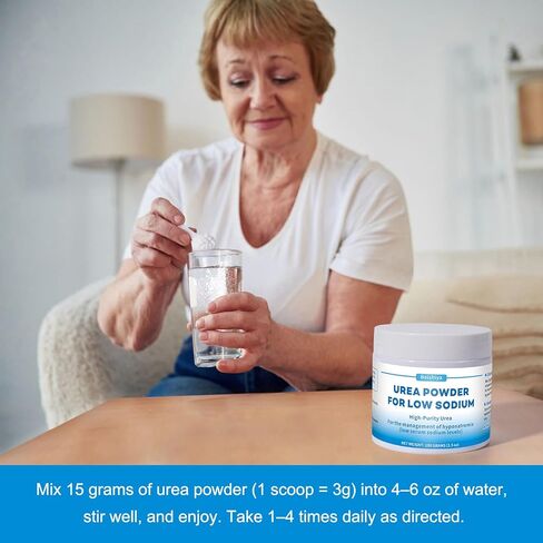 مسحوق اليوريا لانخفاض الصوديوم - 100 جرام طعام طبي لنقص صوديوم الدم و SIADH | مسحوق اليوريا عالي النقاء في USP-يدعم مستويات صحية صحية | من السهل الهضم ، النكهة المنعشة الطبيعية in Kuwait