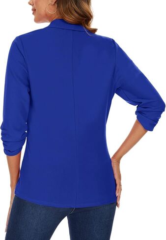 Mintlimit Womens Disual Blazer 3/4 Ruched Sleeve Open Cardigan Work Office Suiters Stup in Saudi Arabia