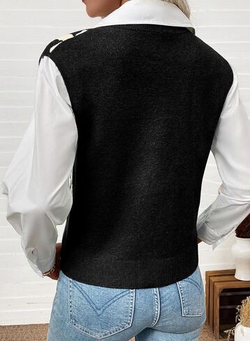 EVALESS Sweater Vest Women V Neck Cap Sleeve Knit Sweaters Cute Summer Fall Floral Print Sweater Tank Tops Pullover Sweaters in Saudi Arabia