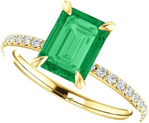 عصرية 2 CT الزمرد قطع الخطوبة خاتم الخطوبة 14K الذهب الوردي ، فرقة ماس إيزورالد الماس الأصلي ، حلقة الزمرد الخضراء الطبيعية ، حلقة إدوارديان الزمرد ، خاتم الزفاف in Saudi Arabia