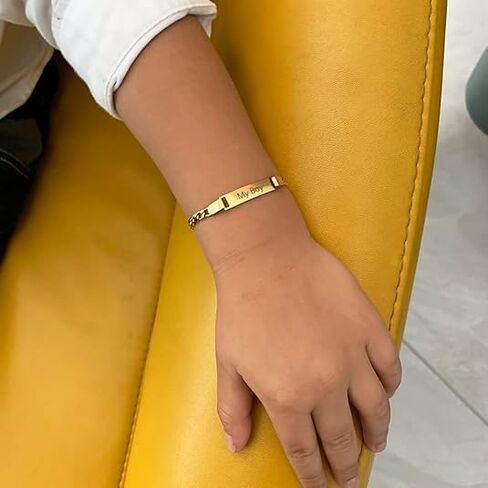 Ethlyn Gifts for Baby Boy Stainless Steel Figaro Bracelet Waterproof Children Jewelry Boys Birthday Gift in Kuwait