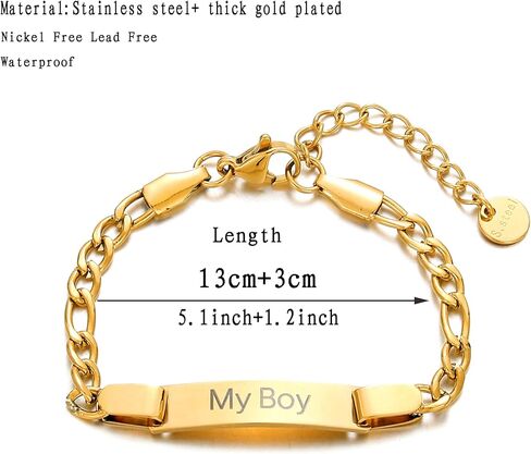 Ethlyn Gifts for Baby Boy Stainless Steel Figaro Bracelet Waterproof Children Jewelry Boys Birthday Gift in Kuwait