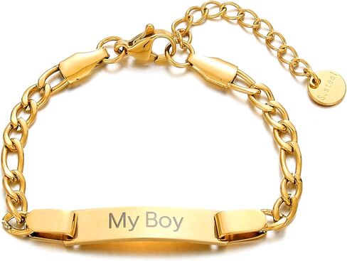 Ethlyn Gifts for Baby Boy Stainless Steel Figaro Bracelet Waterproof Children Jewelry Boys Birthday Gift in Kuwait