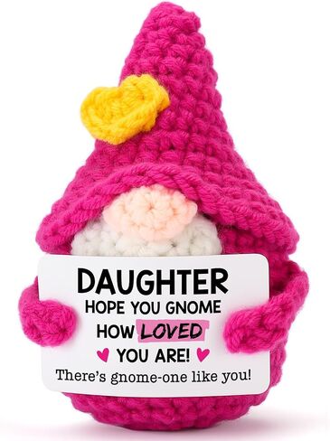 Birthday Gifts for Daughter from Mom - Daughter Gnome How Loved You are, Handmade Crochet Funny Gnome for Daughters Christmas Stocking Stuffers, Graduation Gift from Mother Dad in Kuwait