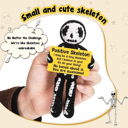 هدايا كروشيه إيجابية هيكل عظمي هدايا عيد ميلاد عيد ميلاد تقدير الأسبوع هدايا التخرج للنساء الرجال له ، هالوين قوطية ديكور خمر ، مراهقة صبي ديكور غرفة in Kuwait