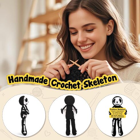 هدايا كروشيه إيجابية هيكل عظمي هدايا عيد ميلاد عيد ميلاد تقدير الأسبوع هدايا التخرج للنساء الرجال له ، هالوين قوطية ديكور خمر ، مراهقة صبي ديكور غرفة in Kuwait