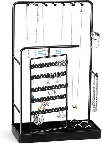 ProCase Jewelry Stand Holder Organizer and Storage, Jewelry Display Stand Tower Rack with Velvet Ring Tray, Rotating Earring Display Hanging, Bracelet Necklace Holder, Gifts for Women Girls -Gold in Saudi Arabia